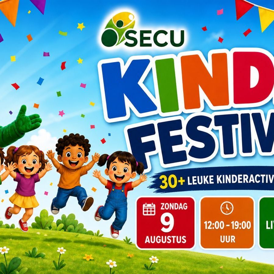 c85eacb4-7c5b-435e-9239-04a9b9389a44 Kinderen en de SECU-mascotte tijdens het gratis Kinder Festival in Utrecht.